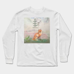 fox watercolor Long Sleeve T-Shirt